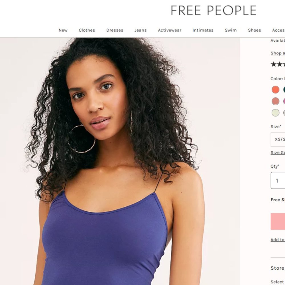 Free People Skinny Strap Seamless Brami, NWT